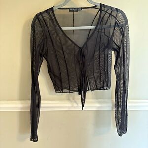 Pretty Little Thing Black Sheer Crop Top